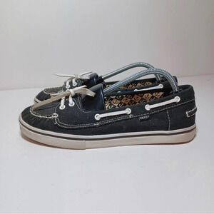VANS Size 7.5 Black Round Toe Boat Shoes Synthetic Wmn Abby